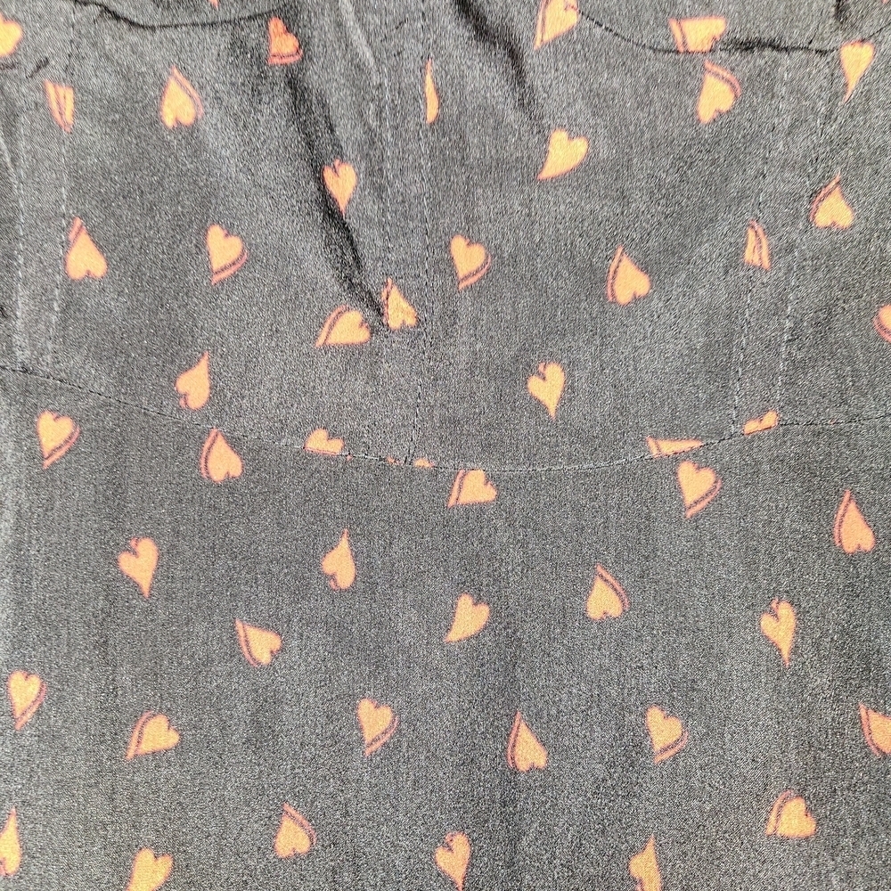Inspired Hearts Black Dress With Red Hearts Size L Puffy Ruffle Sleeves & Neck - Picture 6 of 11